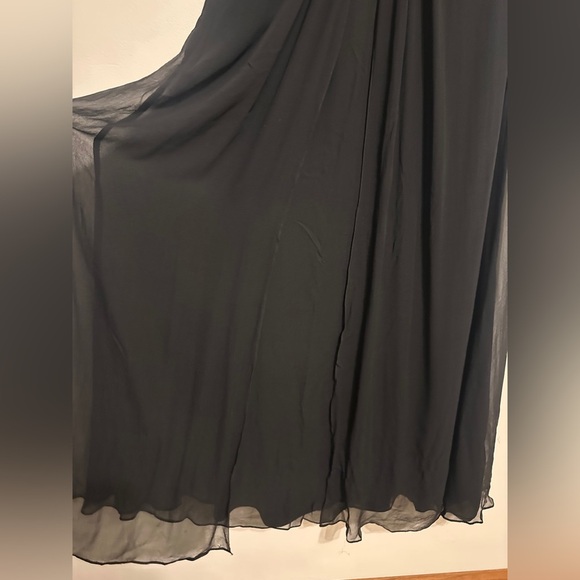 Tadashi Shoji Silk Chiffon Sequin Strapless Maxi Dress Gown size 14 Black - Picture 3 of 6
